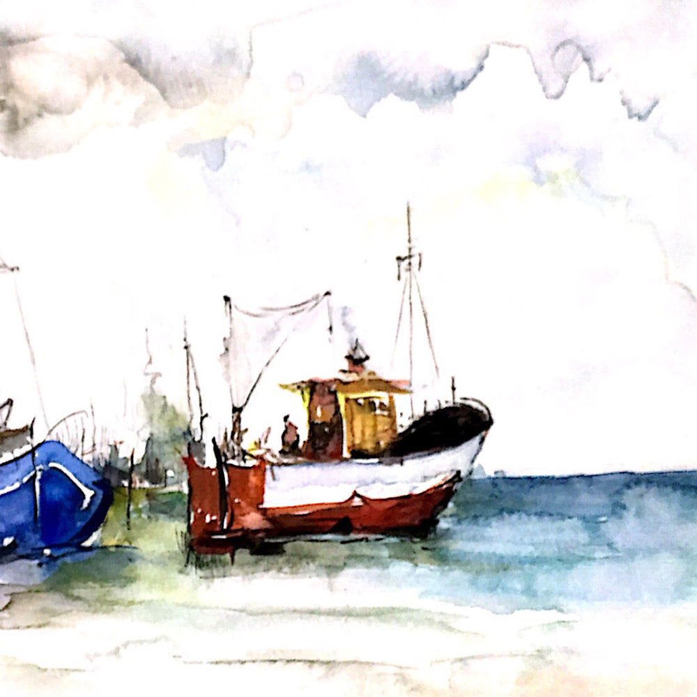 Seaside and Fishing Boat-Xiaowei Fan