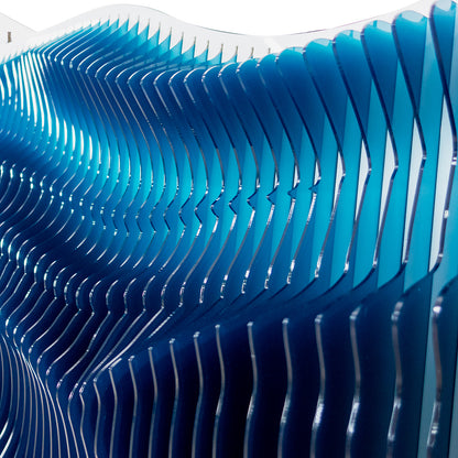 Dark Blue Wave Shape Acrylic Installation Art